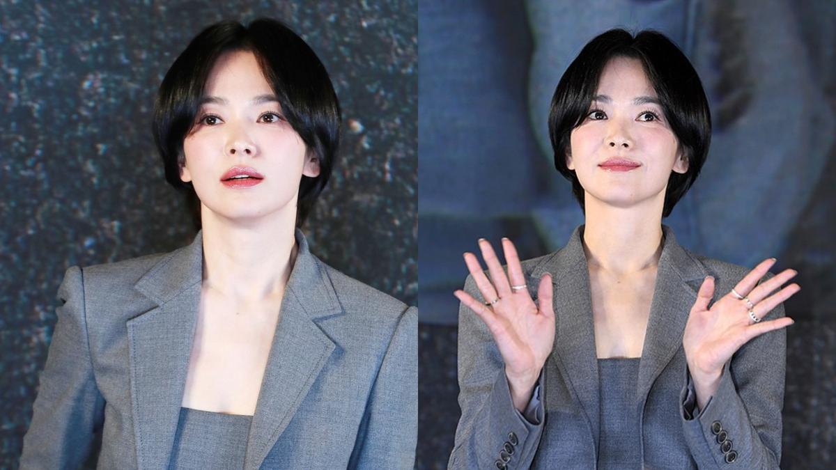 Manglingi! 6 Potret Awet Muda Song Hye Kyo dengan Rambut Tapered Bob, Pakai Outfit Mirip Seragam Sekolah