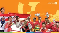 Banner 10 Olahraga Pendulang Medali Indonesia di Asian Games 2018. (Liputan6.com/Triyasni)