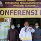 Konferensi Pers Gubernur Gorontalo terkait PSBB Gorontalo sebagai upaya penanganan Corona Covid-19. (Liputan6.com/Arfandi Ibrahim)