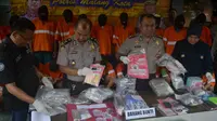 Barang bukti narkoba mulai ganja, sabu sampai pil koplo diamankan Polres Malang Kota (Zainul Arifin/Liputan6.com)