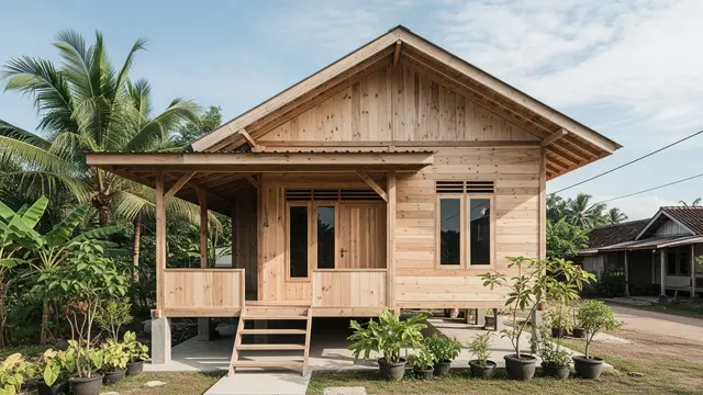 Gambar Rumah Minimalis dari Kayu Minimalis Atap Pelana