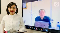 Div. Head of Digital Solution Tower Bersama, Nia Kurnianingsih berinteraksi virtual dengan Plt Direktur Standardisasi Perangkat Pos dan Informatika Kemkominfo Indra Utama dalam Kelas Virtual Konsultasi Bisnis dan Pembukaan IoT Makers Creation 2020, di Jakarta, Rabu (26/8/2020). (Liputan6.com/Pool)