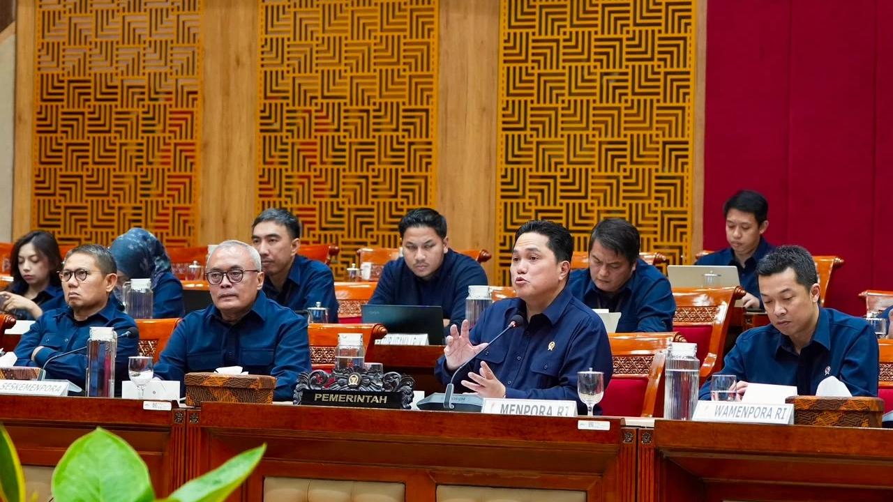 Menpora Erick Thohir saat Rapat Kerja Komisi X DPR RI