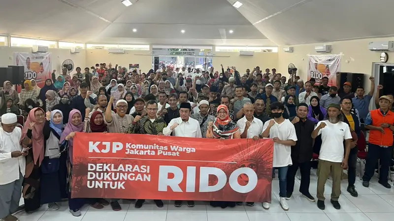 Komunitas Warga Jakarta Pusat (KJP) mendeklarasikan dukungan untuk calon gubernur dan wakil gubernur Daerah Khusus Jakarta Ridwan Kamil-Suswono (RIDO), pada Sabtu (14/9/2024).