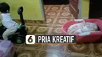 Ada saja ulah kreatif pria yang tengah menghibur 2 balita ini.