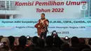 Anggota I BPK Nyoman Adhi Suryadnyana menyampaikan sambutan saat penyerahan Laporan Hasil Pemeriksaan BPK Atas Laporan Keuangan KPU Tahun 2022. (Liputan6.com/Faizal Fanani)