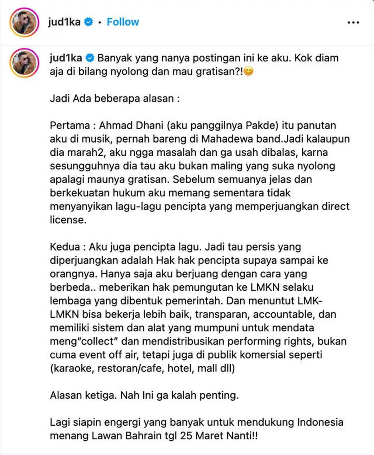 Reaksi Judika Dituding Ahmad Dhani Nyolong Lagu Dewa 19: Dia Tahu Aku Bukan Maling!