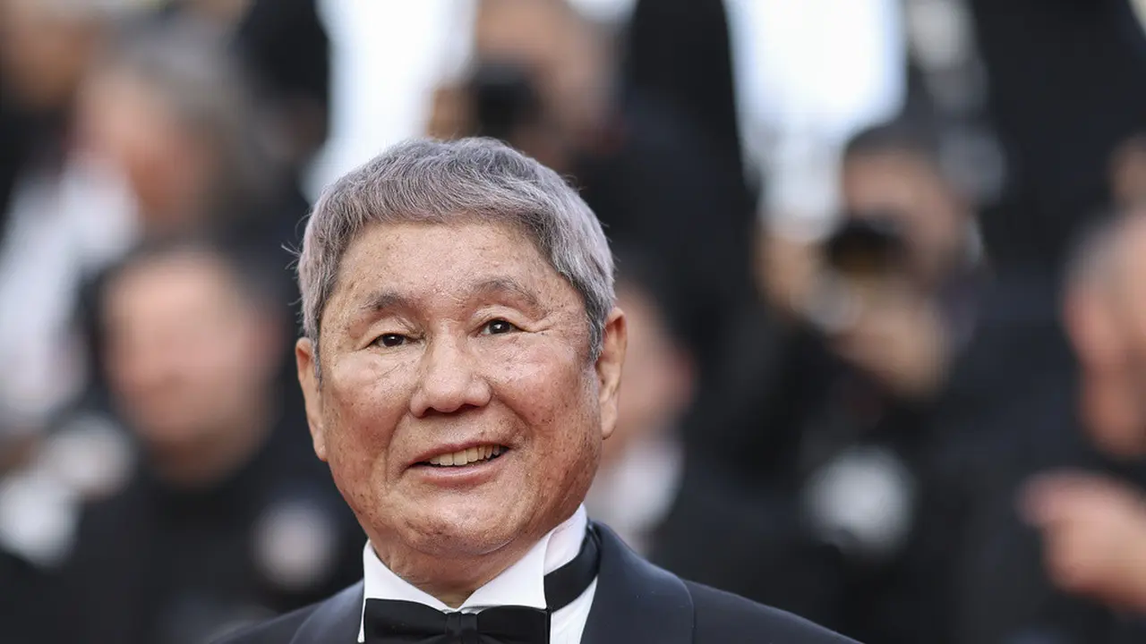 Takeshi Kitano di Festival Film Cannes. (Vianney Le Caer/Invision/AP)