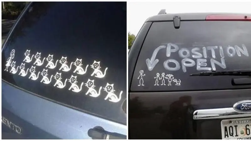 6 Stiker 'Happy Family' di Kaca Mobil Ini Nyeleneh Banget, Bikin Ketawa