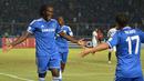 Romelu Lukaku saat masih bersama Chelsea ikut serta dalam rombongan The Blues pada laga melawan Indonesian All-Star di Stadion Gelora Bung Karno, Jakarta. Lukaku mencetak dua gol ke gawang Indonesia. (AFP/Bay Ismoyo)