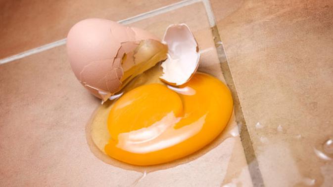  Telur Mentah  Pecah di Lantai Begini Cara Membersihkannya 