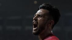 Gelandang Indonesia, Stefano Lilipaly, merayakan gol yang dicetaknya ke gawang Chinese Taipei pada laga Grup A Asian Games di Stadion Patriot, Bekasi, Minggu (12/8/2018). Indonesia menang 4-0 atas Chinese Taipei. (Bola.com/Vitalis Yogi Trisna)