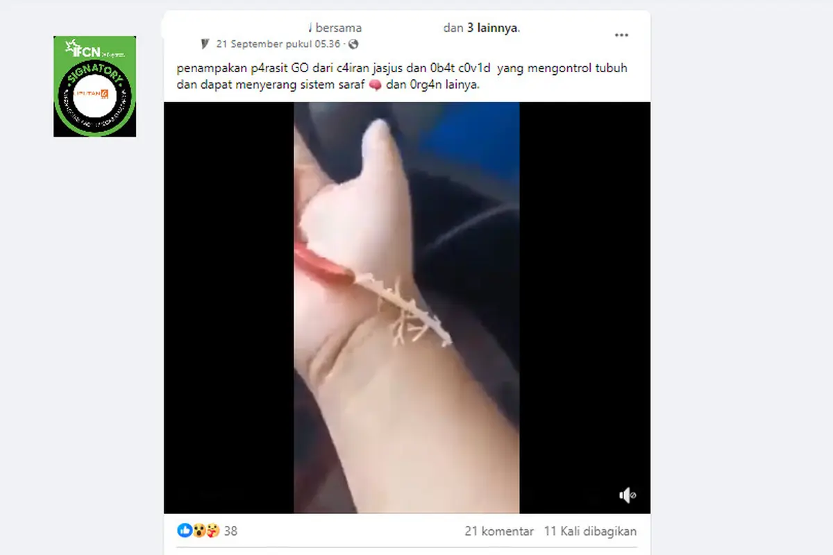 Beredar klaim video penampakan parasit dari cairan vaksin dan obat Covid yang dapat serang sistem saraf