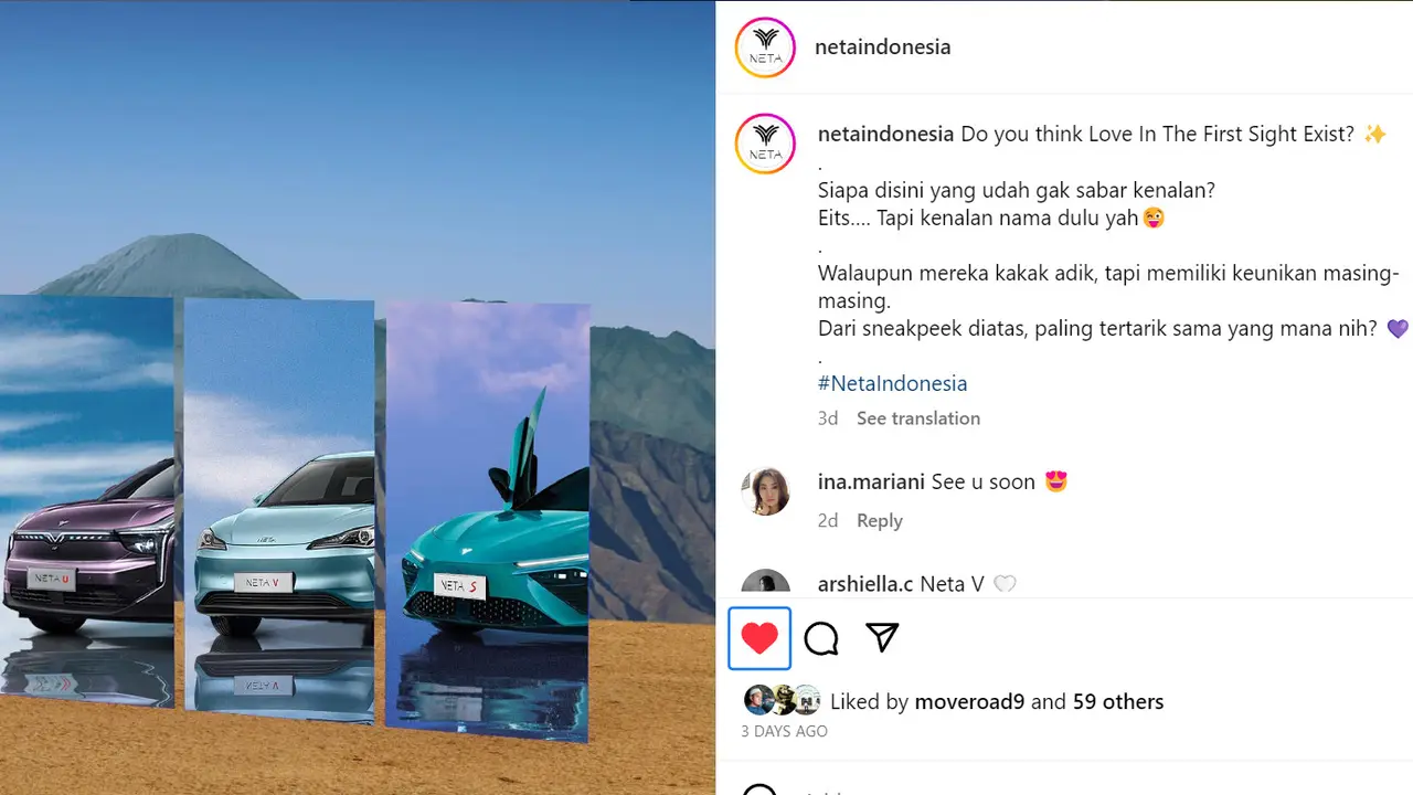 Neta Bocorkan 3 Mobil Listrik yang Bakal Mejeng di GIIAS 2023 (ist)