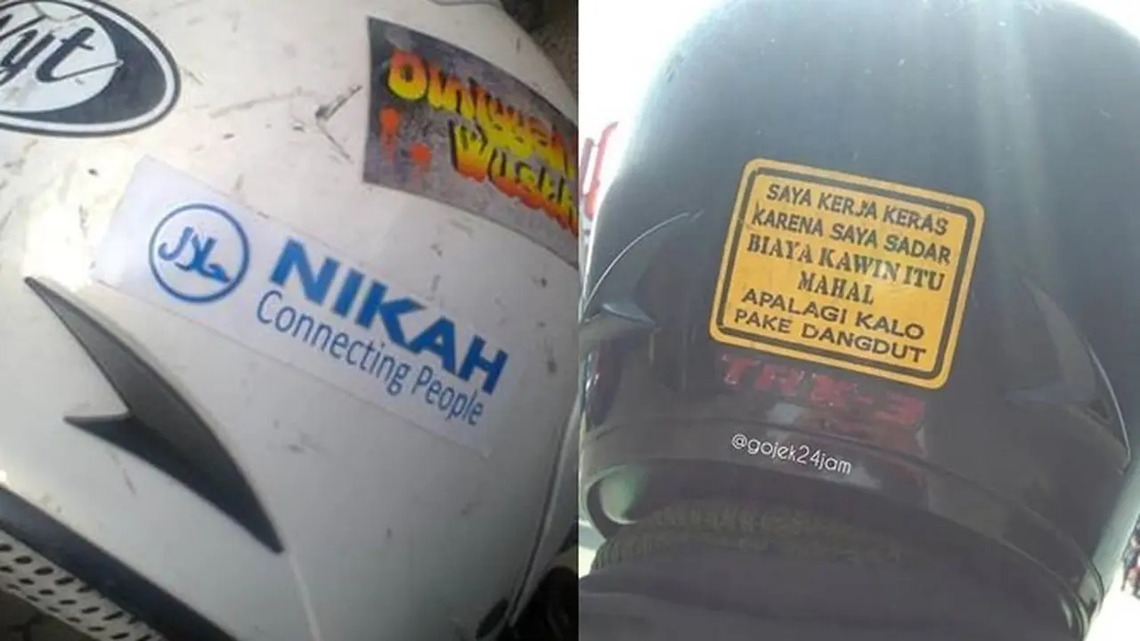 6 Stiker Tanda Kebelet Nikah di Helm Ini Bikin Ketawa Geli