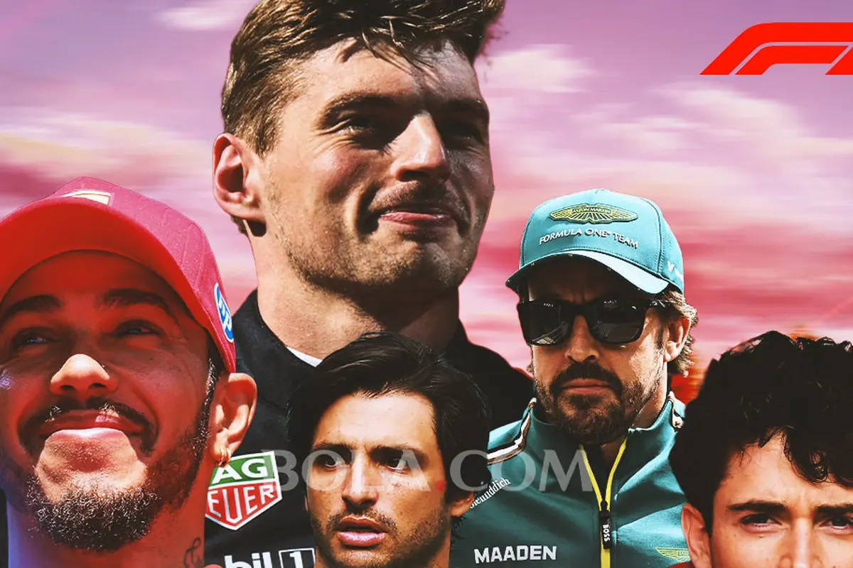 F1 - Ilustrasi Pembalap F1 2025:  Lewis Hamilton, Max Verstappen, Carlos Sainz, Fernando Alonso, Charles Leclerc