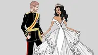 Ilustrasi gaun pernikahan Meghan Markle-Pangeran Harry (Instagram Hayley Paige)