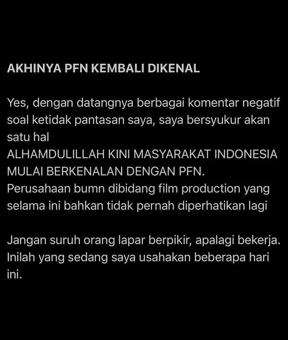 Ifan Seventeen Klarifikasi Tudingan Dapat Jabatan Dirut PFN dari Hasil Menjilat Penguasa