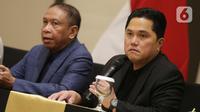 Selain itu, menurut Erick Thohir PSSI juga telah memiliki program yang sangat konsisten untuk membangun timnas Indonesia. (Liputan6.com/Helmi Fithriansyah)