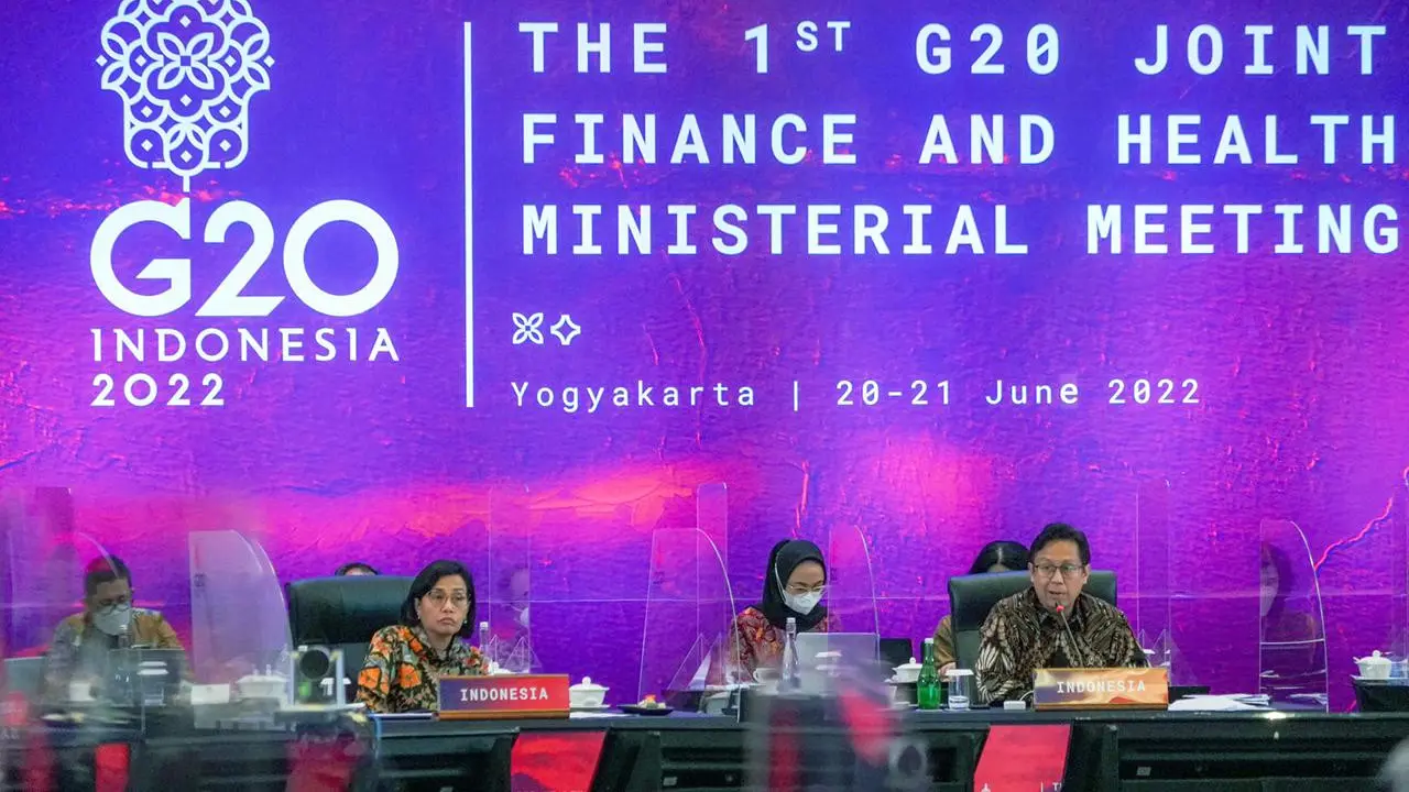 Menkes, Budi Gunadi & Menkeu, Sri Mulyani memimpin pertemuan the First G20 Joint Finance and Health Ministers’ Meeting (JFHM) (Istimewa)