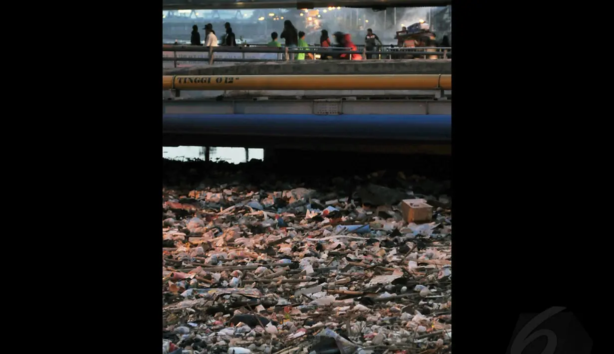 Badan Pengendalian Lingkungan Hidup Daerah (BPLHD) DKI Jakarta menyatakan 70 persen pencemaran berasal dari limbah domestik seperti sampah. Tampak, beraneka ragam sampah memenuhi kali Roxy, Jakarta, (9/8/2014). (Liputan6.com/Johan Tallo)