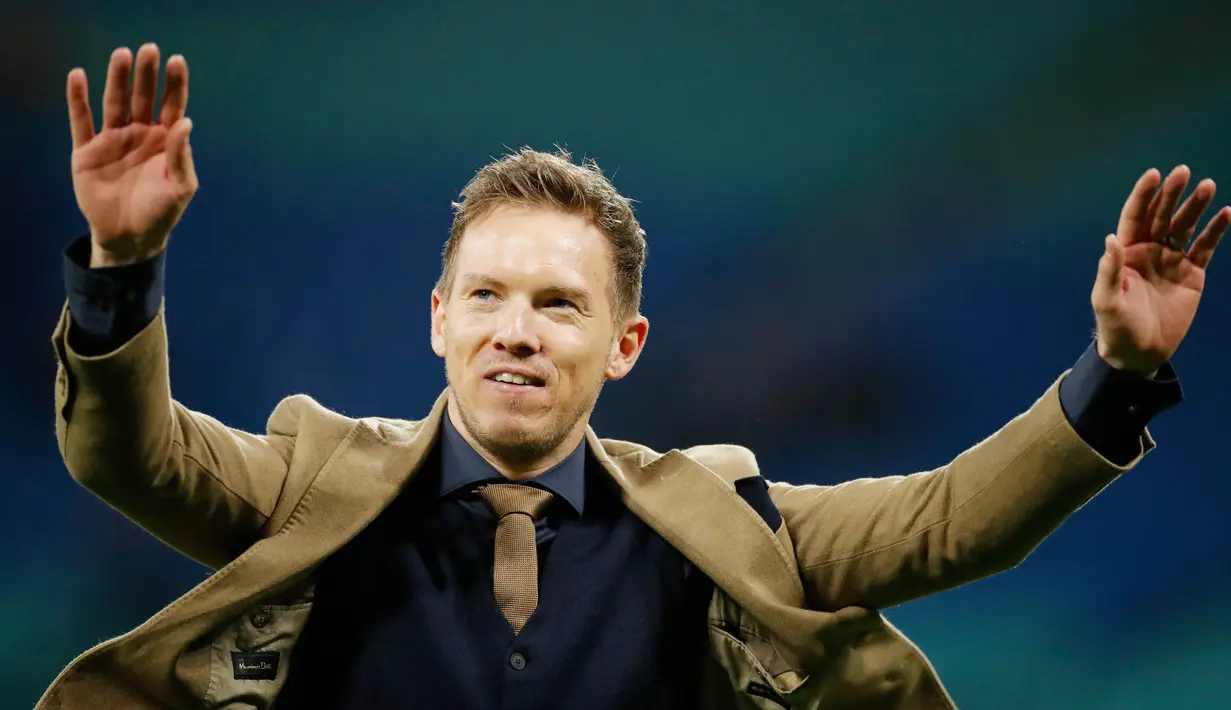 Membawa RB Leipzig Berjaya - Nagelsmann sukses membawa RB Leipzig menjelma menjadi klub papan atas Bundesliga. Sedangkan di kancah Eropa, ia berhasil membawa tim lolos untuk pertama kalinya ke semifinal Liga Champions. (AFP/Odd Andersen)
