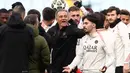 Sebelumnya, pada leg pertama perempat final Liga Champions 2024/2025, tim racikan pelatih Luis Enrique berhasil meredam perlawanan Aston Villa dengan skor 3-1. (FRANCK FIFE/AFP)
