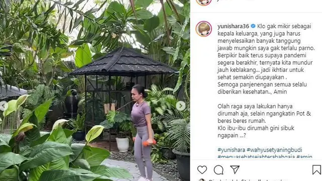 Yuni Shara saat berolahraga