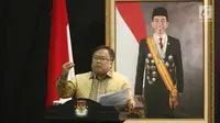 Menteri PPN/Bappenas Bambang Brodjonegoro memberi paparan saat Penyampaian Rancangan Teknokratik RPJMN 2020-2025 di Gedung KPU, Jakarta, Selasa (25/9). Bambang meminta capres-cawapres membuat visi dan misi berdasarkan RPJMN. (Liputan6.com/Herman Zakharia)