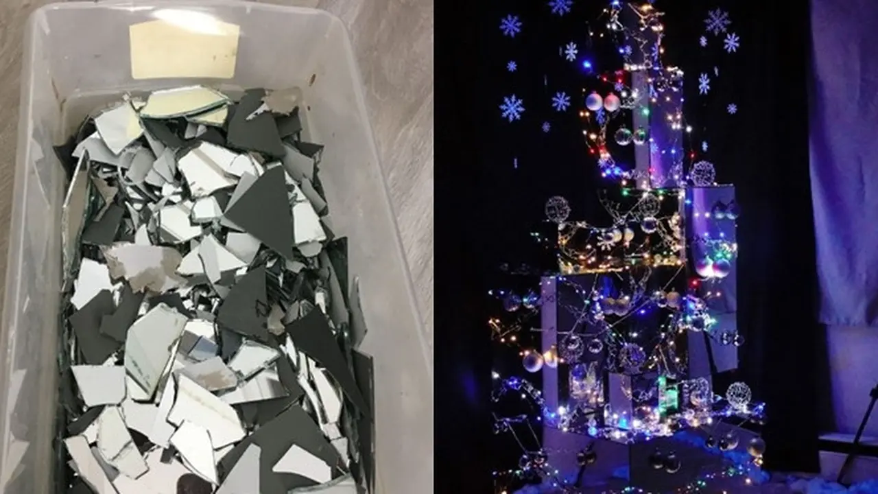Pasangan Ini Buat Pohon Natal dari Pecahan Kaca, 6 Potretnya Bikin Takjub