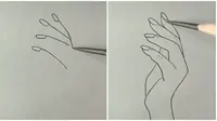 Tutorial menggambar tangan (Sumber: Twitter/SatisfyingDaily)