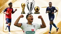 Lamine Yamal, Jude Bellingham, Kylian Mbappe. (Photo AP dan AFP/Graphic Bola.com/Wiwig Prayugi)