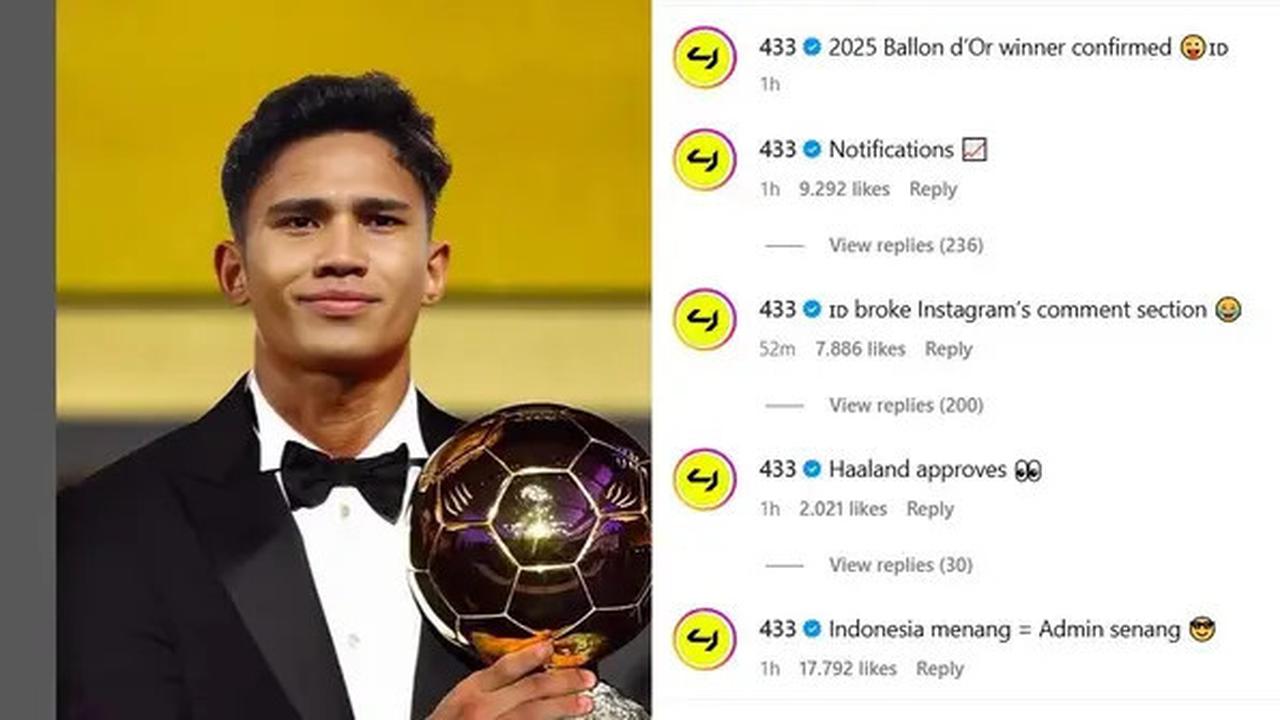 Kocak Banget, ini Foto Editan Marselino Ferdinan Raih Ballon D'Or hingga Dapat Like dari Erling Haaland