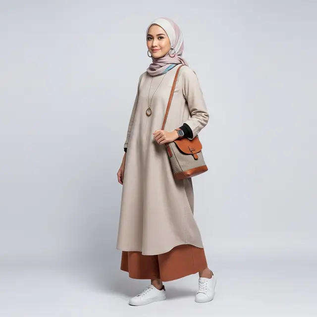 Tren Gamis Linen Muslimah 2026 Model Tunik Panjang