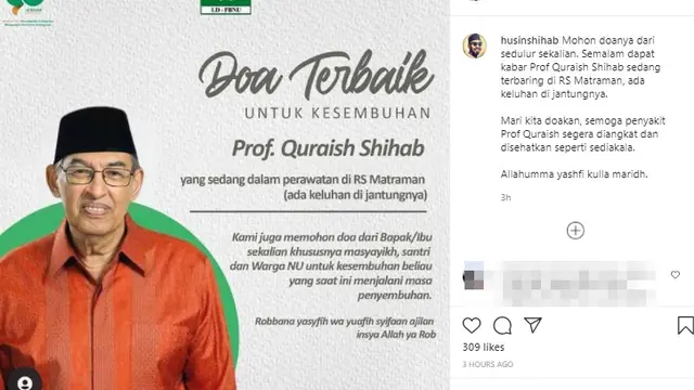 Kabar Quraish Shihab Dirawat di Rumah Sakit, Disebut Ada Keluhan Jantung