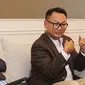 Direktur Utama PT Reasuransi Indonesia Utama (Persero) atau Indonesia Re Benny Waworuntu berbincang di sela bincang media di Jakarta (08/06/2023) (Liputan6.com)