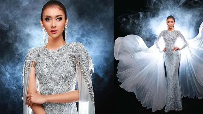 Kevin Liliana dalam dress rancangan Ivan Gunawan/copyright: instagram/ivan-gunawan