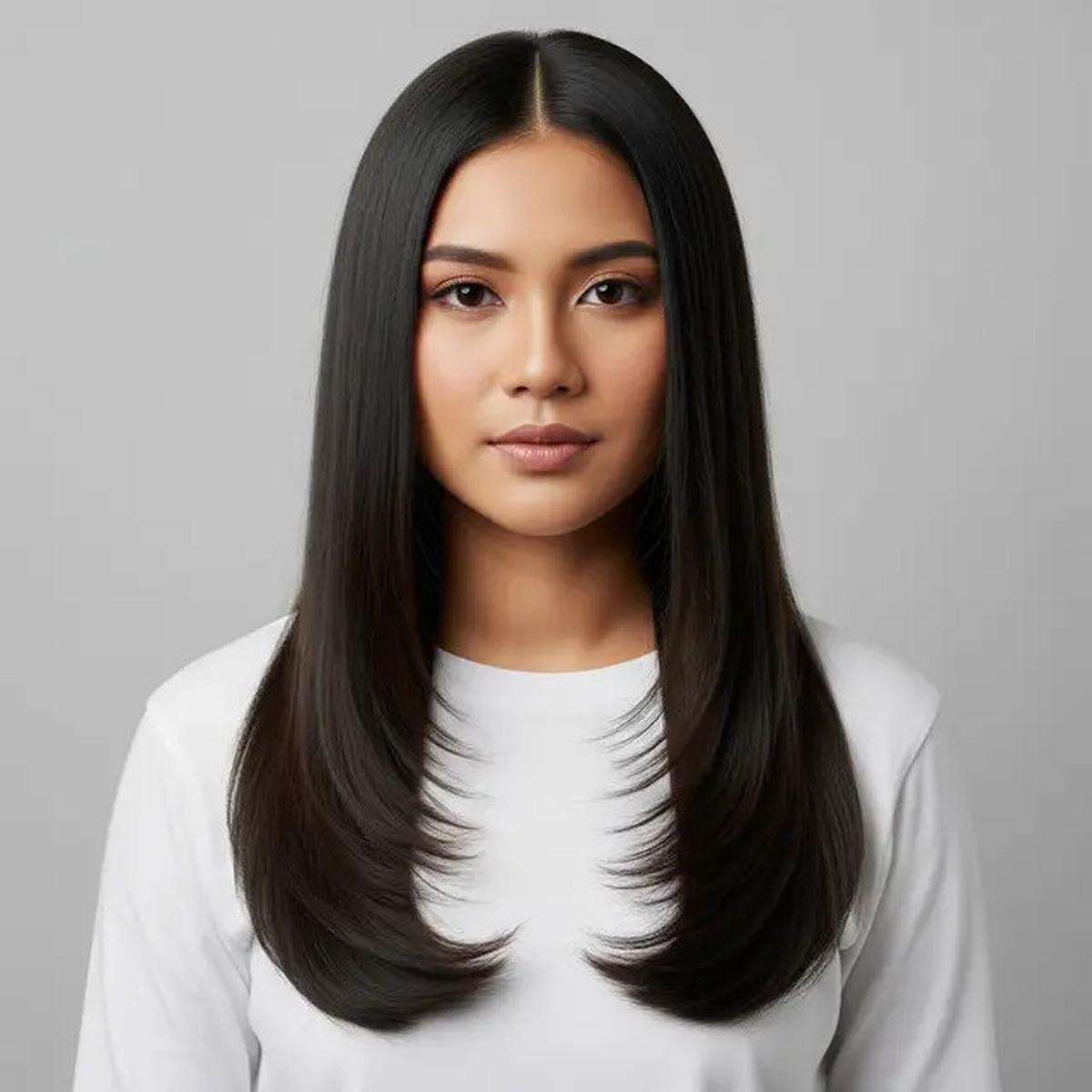 9 Model Rambut Panjang Lurus Belah Tengah Kekinian, Tampil Stylish Setiap Hari
