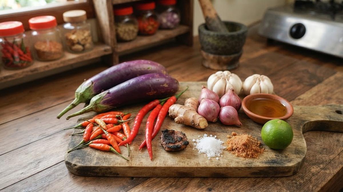 Bahan-Bahan Sambal Terong Bakar Kencur