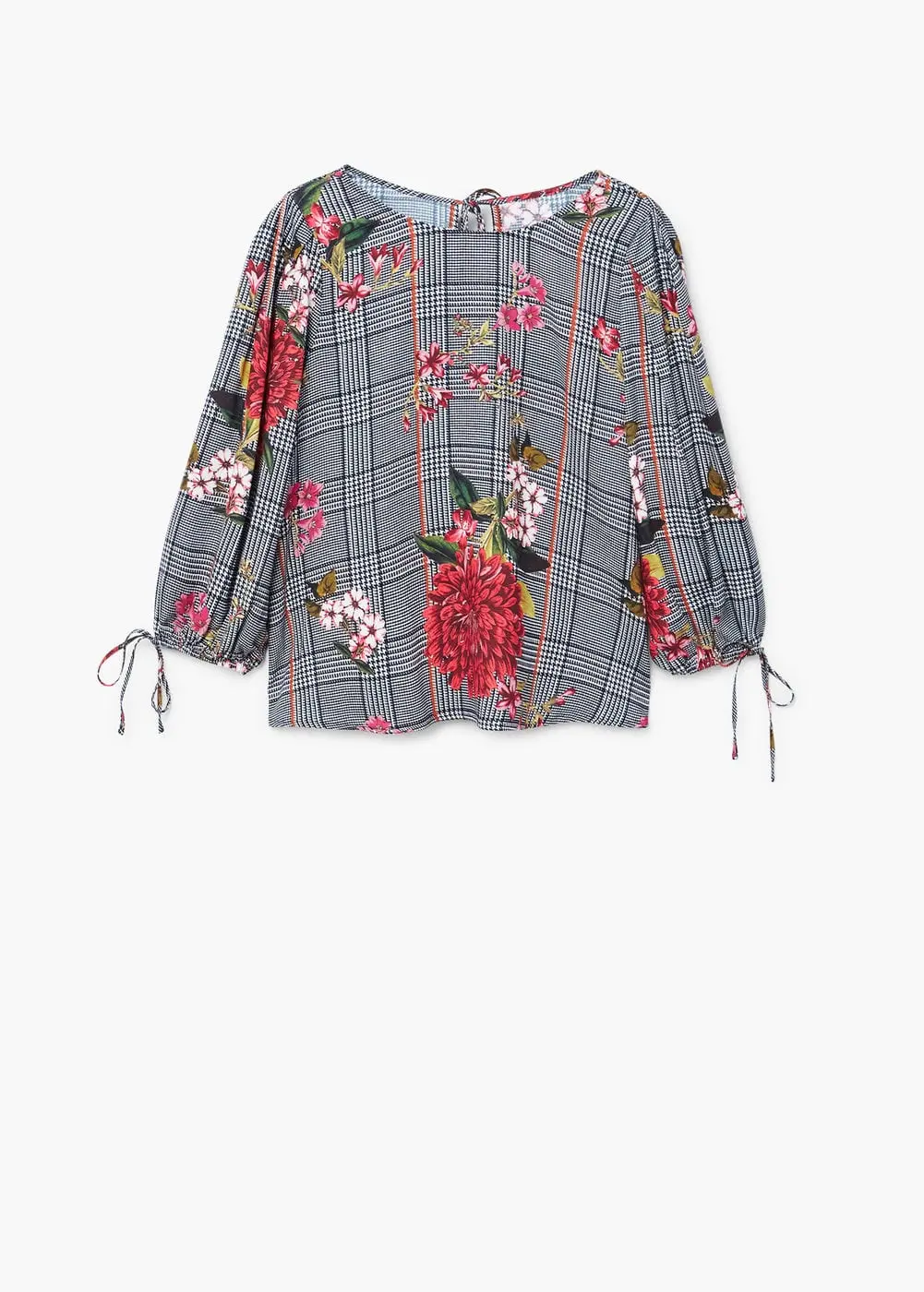 Floral prince of wales blouse, Rp 549.000. (shop.mango.com)