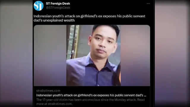 The Strait Times keliru memasang foto David GadgetIn dalam kasus Mario Dandy