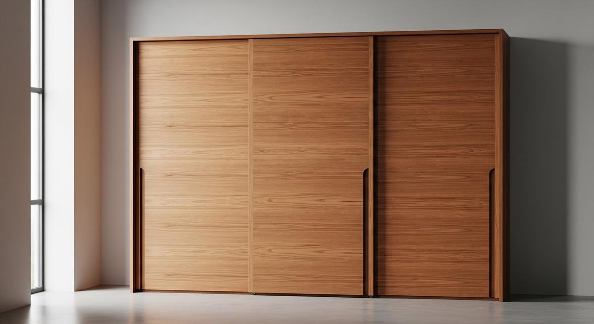 Model Lemari Pakaian Pintu Geser dari Papan