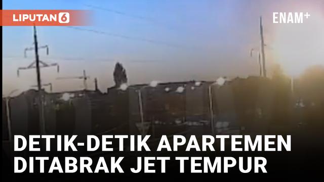 Horor! Jet Tempur Rusia Jatuh dan Tabrak Apartemen