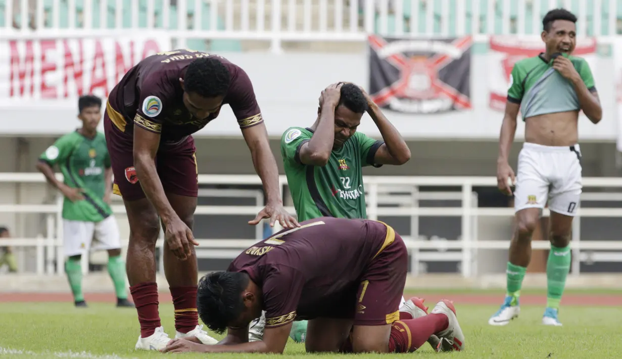 Pemain PSM Makassar, Irsyad Maulana, usai mencetak gol ke gawang Lalenok United pada laga Piala AFC di Stadion Pakansari, Bogor, Jawa Barat, Rabu (29/1/2020). PSM menang 3-1 atas Lalenok United. (Bola.com/M Iqbal Ichsan)