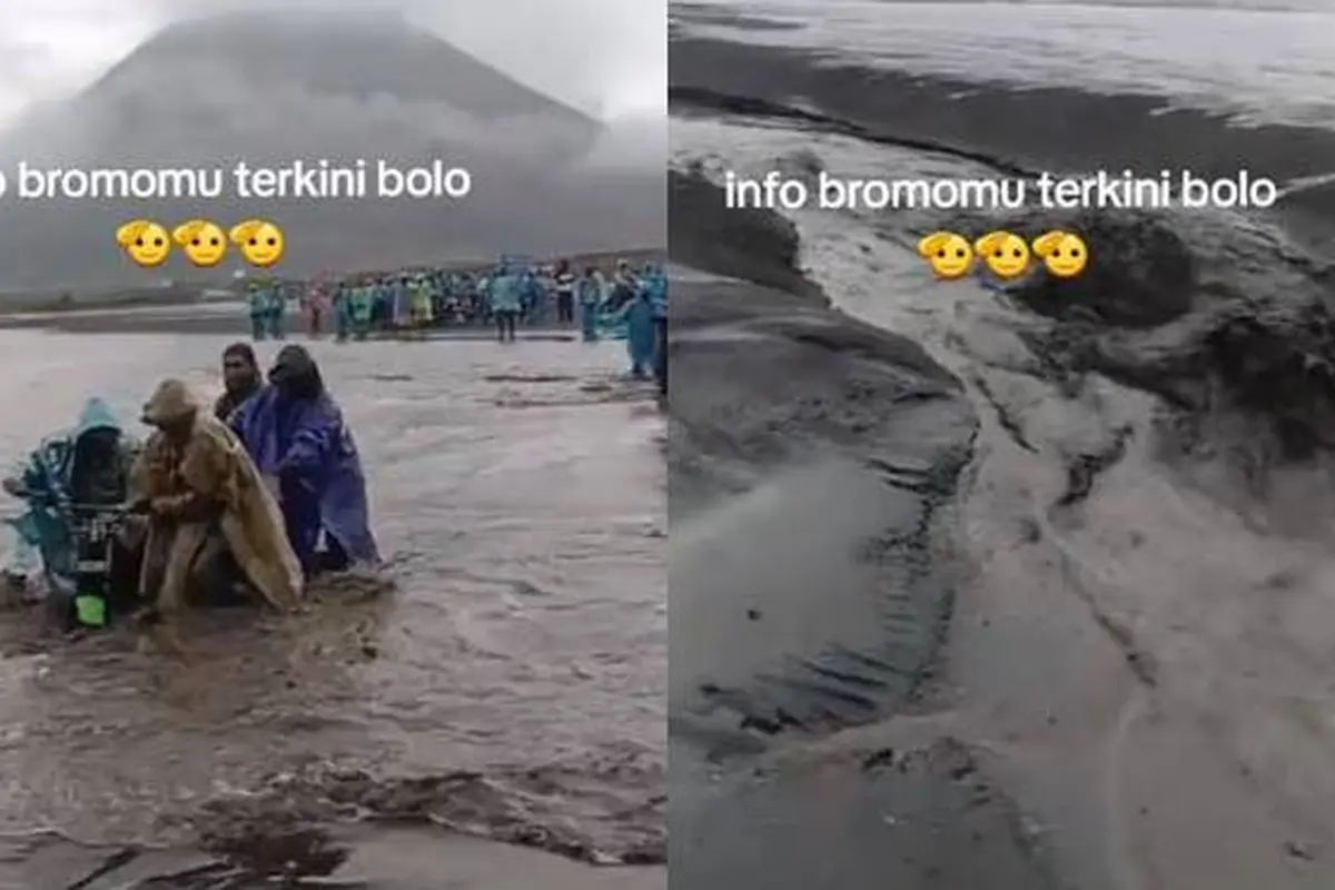 Momen Lautan Pasir Gunung Bromo Banjir Usai Hujan Deras Ini Viral