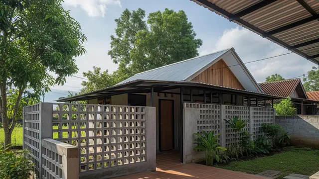desain rumah desa dengan sentuhan industrial sederhana