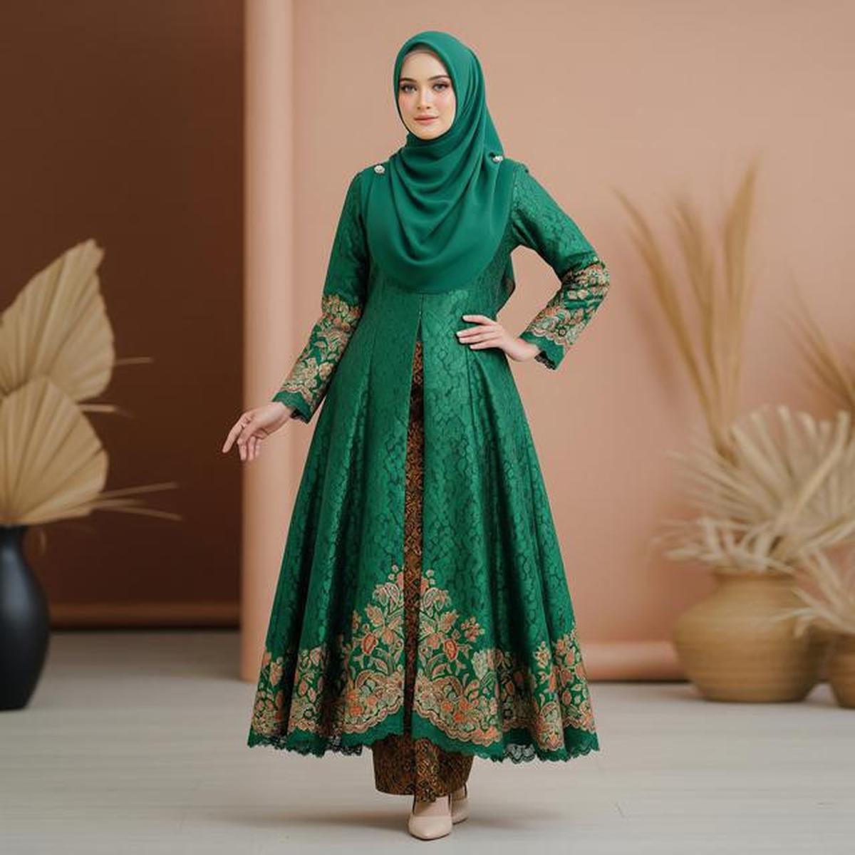 7 Tren Model Gamis Batik Brokat 2026 Warna Elegan, Pilihan Terbaik untuk Tampilan Mewah