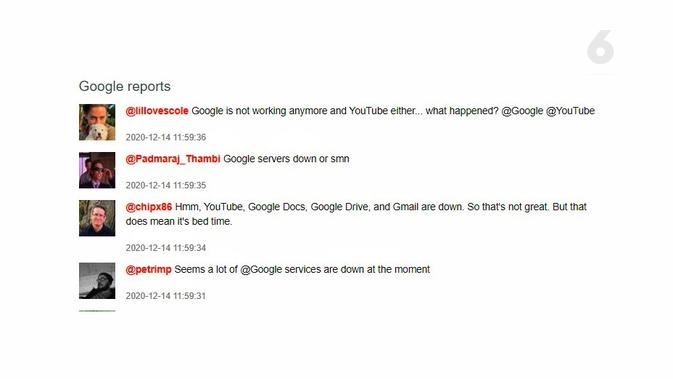 Netizen Keluhkan Google Down. Kredit: Downdetector.com