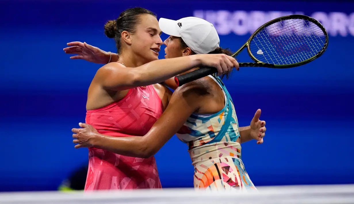 Meski pada set-set awal sempat tertinggal, Aryna Sabalenka berhasil bangkit dan melakukan perlawanan. (AP Photo/Manu Fernandez)