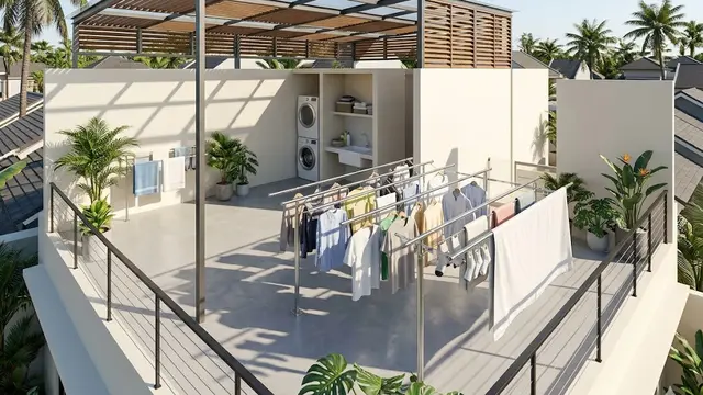Jemuran di Atap Semi Tertutup (Roof Area Tersembunyi)